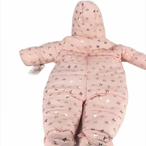 Jessica Simpson Ribbon Snowsuit Pink Gold 6-9 Months
